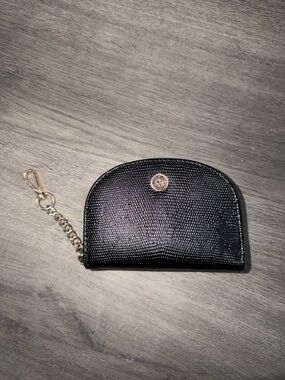 Anne Klein Black Textured Keychain Wallet with Gold Hardware